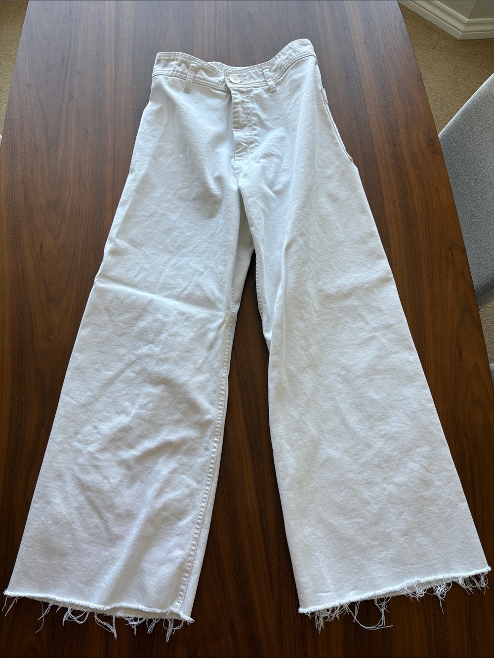 Zara White Denim Wide-Leg Jeans
